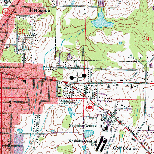 Topographic Map of Valley View Shopping Center, MS