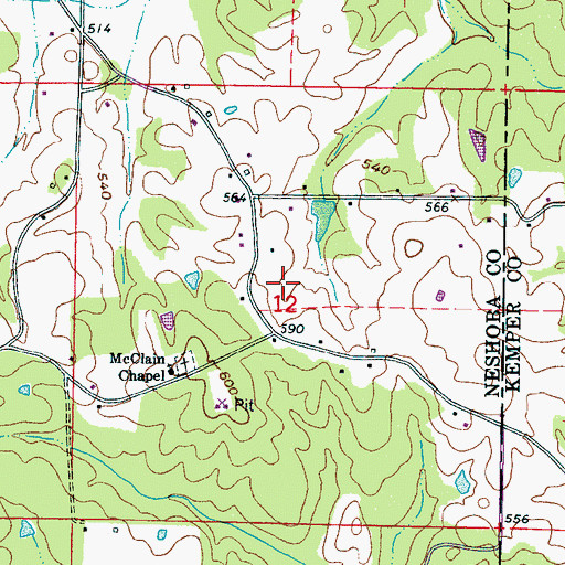 Topographic Map of Yazoo Plantation (historical), MS