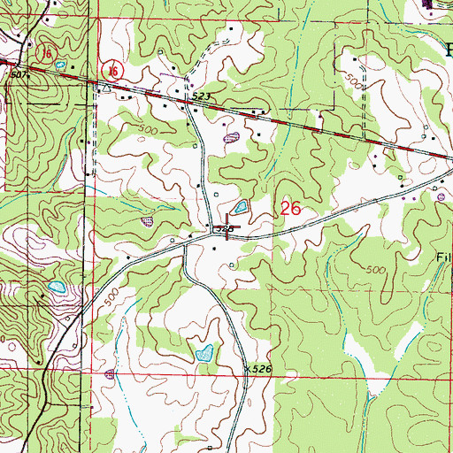 Topographic Map of Zaphyr Hill, MS