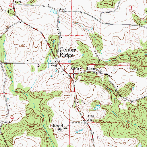 Topographic Map of Center Ridge Church, MS