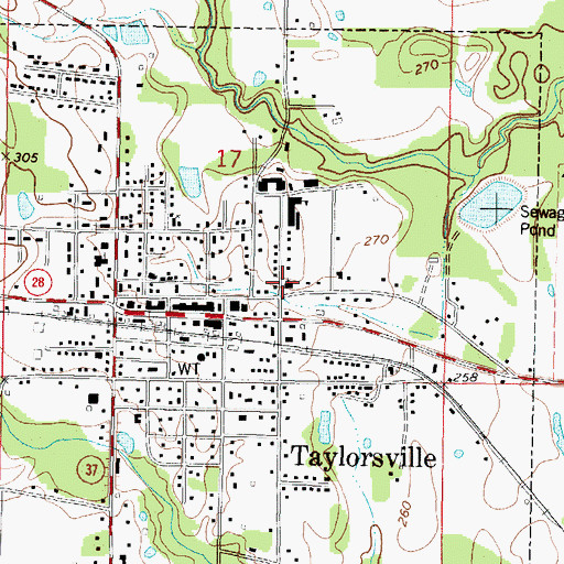 Topographic Map of First Presbyterian Church, MS