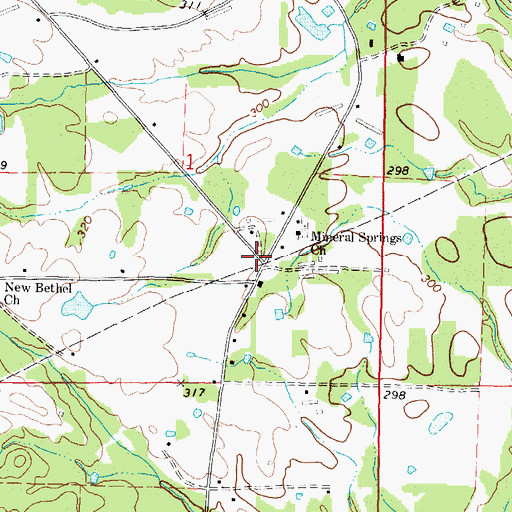 Topographic Map of Mineral Springs, MS