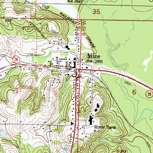 Topographic Map of Mize Methodist Church, MS