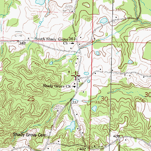 Topographic Map of Shady Grove, MS