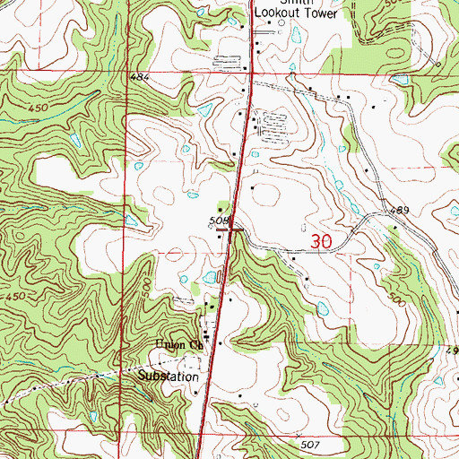 Topographic Map of Union, MS