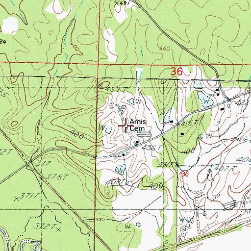 Topographic Map of Amis Cemetery, MS