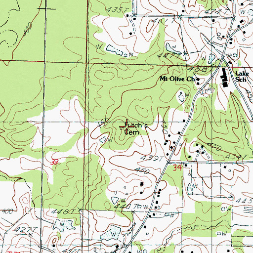 Topographic Map of Futchs Cemetery, MS