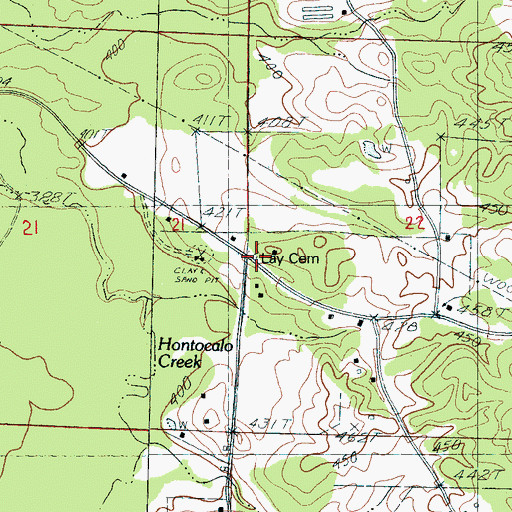 Topographic Map of Lay Cemetery, MS