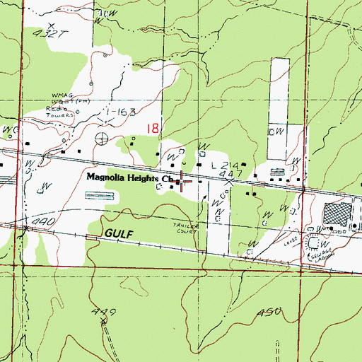 Topographic Map of Magnolia Heights Church, MS