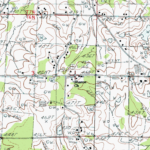 Topographic Map of Sharon Church, MS