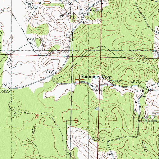 Topographic Map of Summers Cemetery, MS
