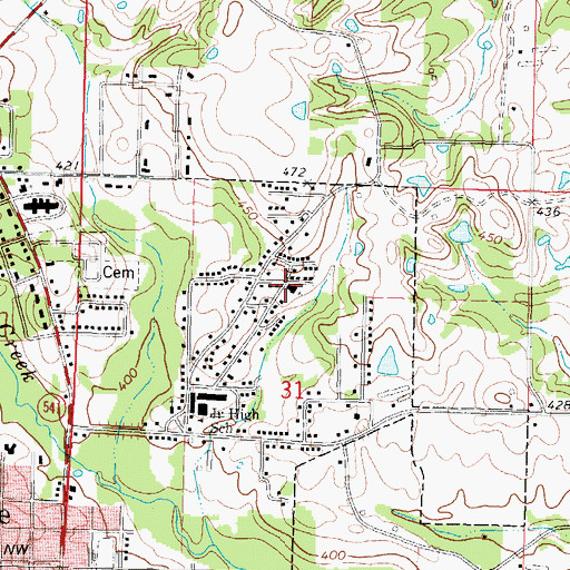 Topographic Map of Calvary Baptist Church, MS