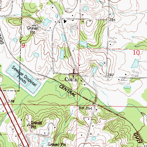 Topographic Map of Coat Baptist Church, MS