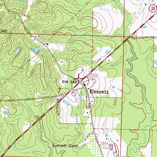 Topographic Map of Everett School (historical), MS