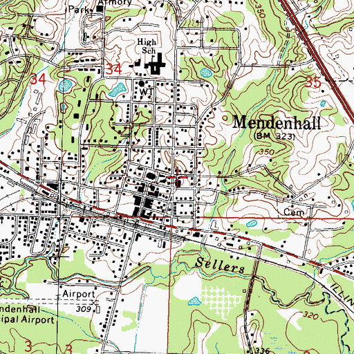 Topographic Map of First Baptist Church, MS