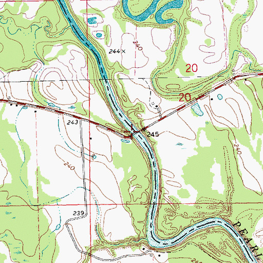 Topographic Map of Gatesville Bridge, MS