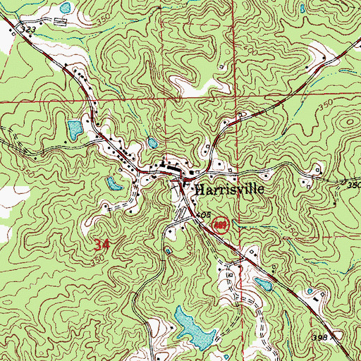 Topographic Map of Harrisville Baptist Church, MS