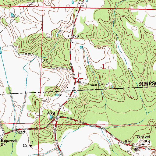 Topographic Map of Jaynesville, MS