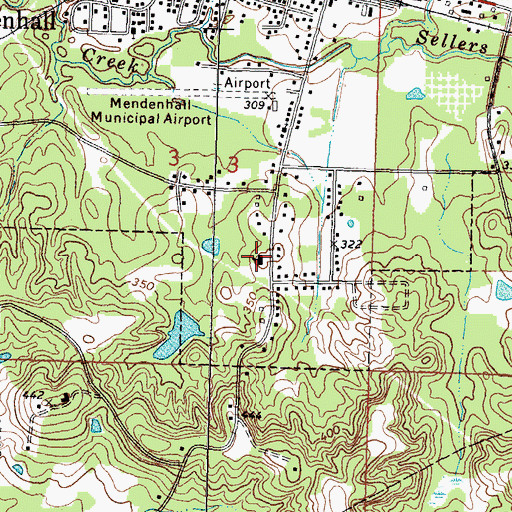 Topographic Map of Main Street Baptist Church, MS