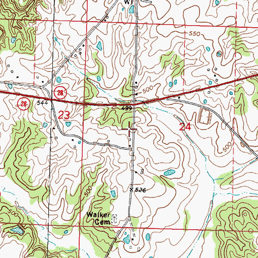 Topographic Map of Mount Zion School (historical), MS