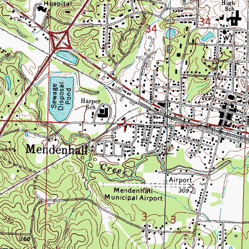 Topographic Map of Nazareth Baptist Church, MS