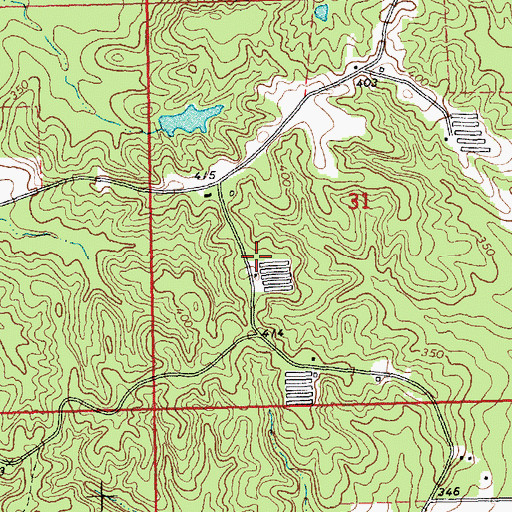 Topographic Map of Pine Ridge School (historical), MS