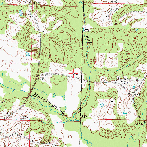 Topographic Map of Rock Hill School (historical), MS
