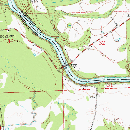 Topographic Map of Rockport Bridge, MS