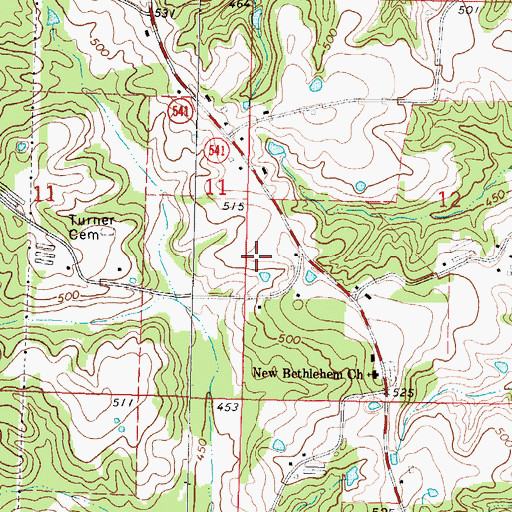 Topographic Map of Turner School (historical), MS