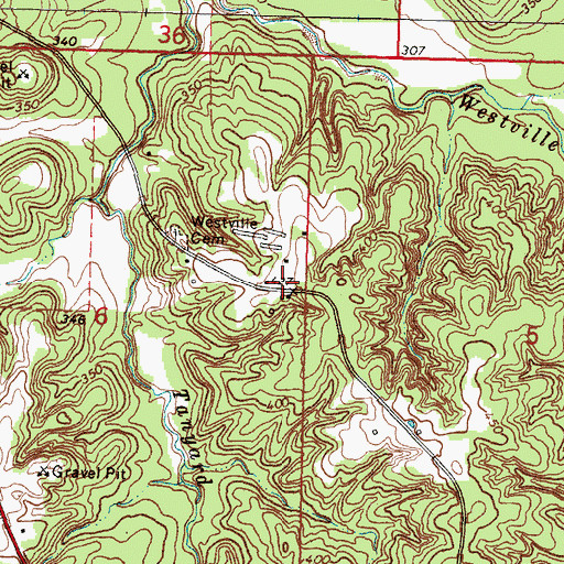 Topographic Map of Westville, MS