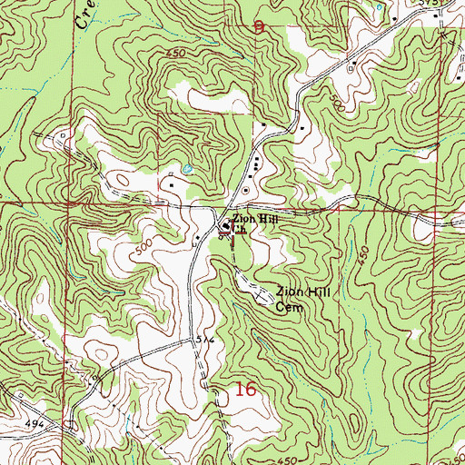 Topographic Map of Zion Hill, MS