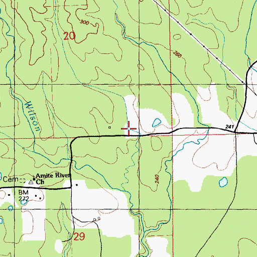 Topographic Map of Amite River School (historical), MS