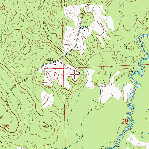 Topographic Map of Bates Cemetery, MS