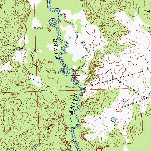 Topographic Map of Bates Mill Bridge (historical), MS