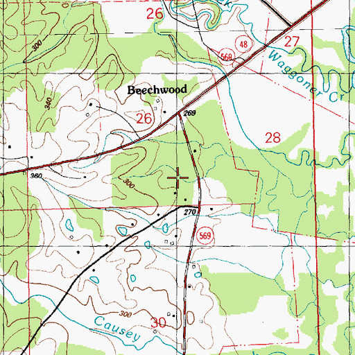 Topographic Map of Beechwood School (historical), MS