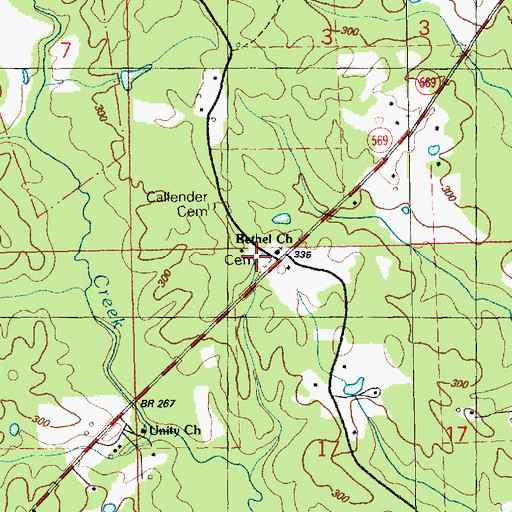 Topographic Map of Bethel Cemetery, MS