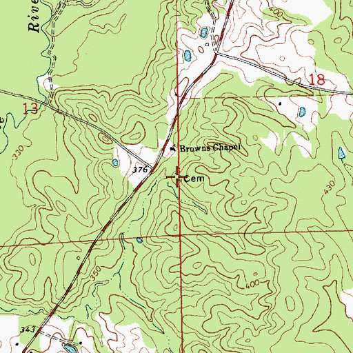 Topographic Map of Brown Chapel Cemetery, MS