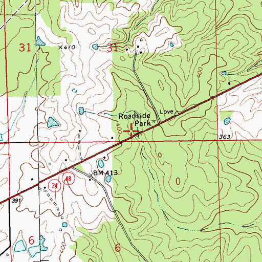 Topographic Map of Brumfield-Whittington Cemetery, MS