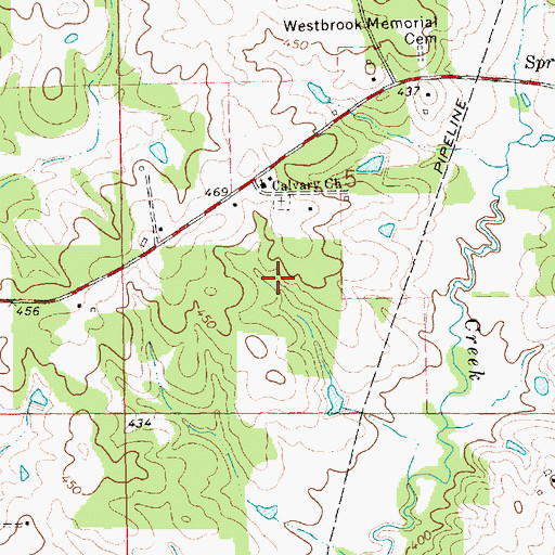 Topographic Map of Calvary Cemetery, MS