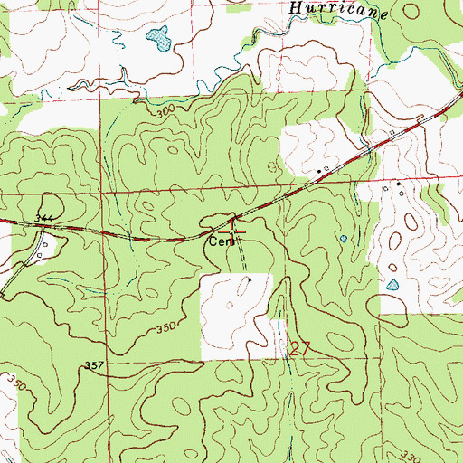 Topographic Map of Carter-Evans Cemetery, MS