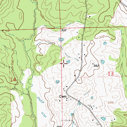 Topographic Map of Casey-Powell Cemetery, MS
