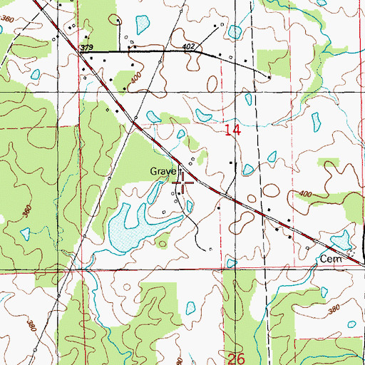 Topographic Map of Causey Cemetery, MS