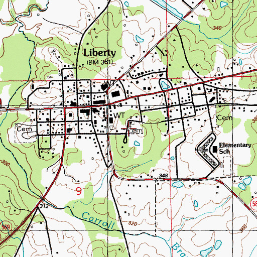 Topographic Map of Cedar Grove Church, MS