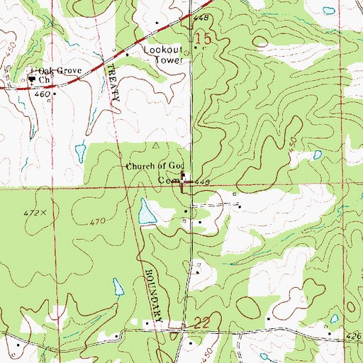 Topographic Map of Church of God Cemetery, MS