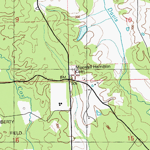 Topographic Map of Cox Cemetery, MS