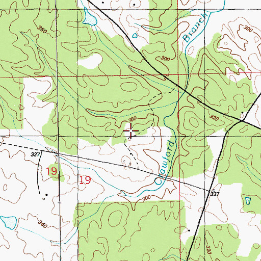 Topographic Map of Crawford Cemetery, MS