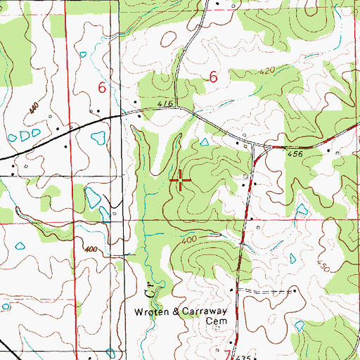 Topographic Map of Cruise Cemetery, MS