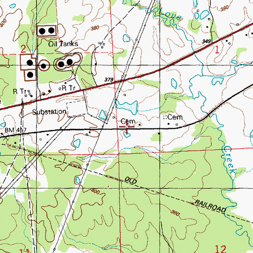 Topographic Map of Dixon-McDowell Cemetery, MS
