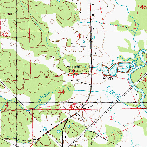 Topographic Map of Duff Cemetery, MS