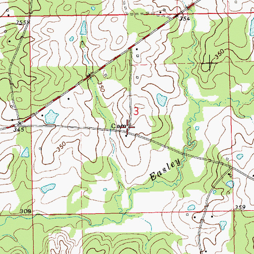 Topographic Map of Easley Cemetery, MS